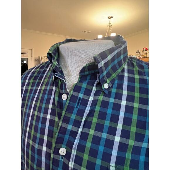 NAUTICA LONG SLEEVE BLUE GREEN PLAID BUTTON UP MENS SIZE XL - Picture 5 of 6
